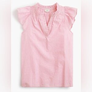 J. Crew Factory Striped flutter sleeve top in Pink. XS. Pink & white striped top
